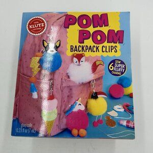 KLUTZ New Pom Pom Backpack Clips Craft Kit & Book Makes 6 Charms Ages 10+